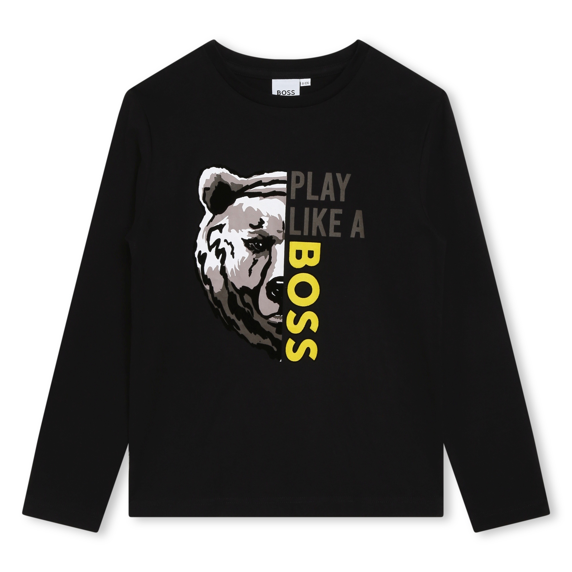 BOSS Kids Langarmtshirt in Schwarz mit Bären Print - Coolkids-Store