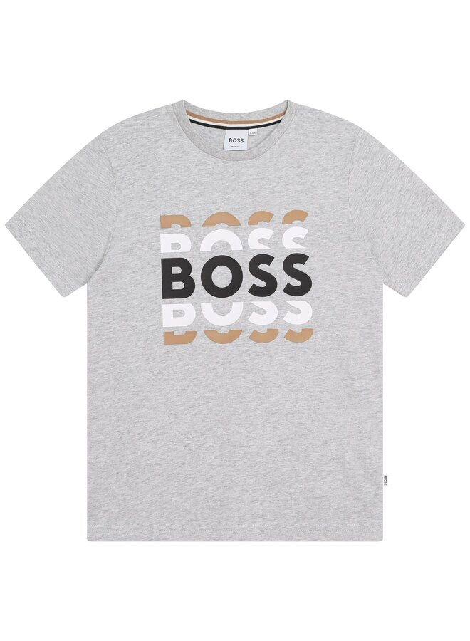 BOSS Kids Kurzarm T-shirt grau  mit Logo Print