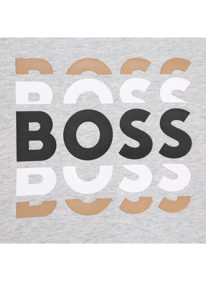 BOSS Kids Kurzarm T-shirt grau  mit Logo Print