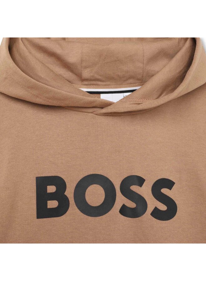 BOSS Kids Kapuzenpullover braun mit schwarzem Logo