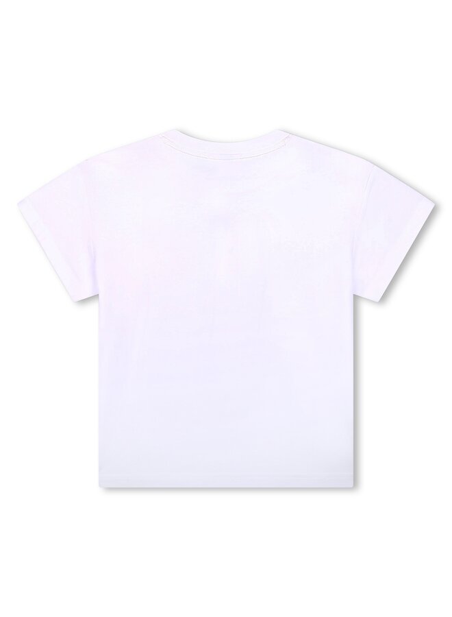 HUGO Kinder kurzarm T-Shirt in weiß mit Logo Druck aus Biobaumwolle