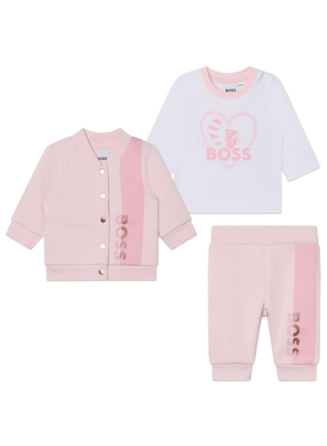 BOSS Baby Jogginganzug rosa Set 3-teilig