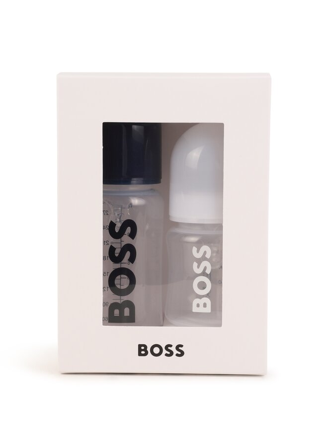 Boss Designer Baby Flaschen im 2 er Set mit Logo in blau und weiß tolles Geschenk