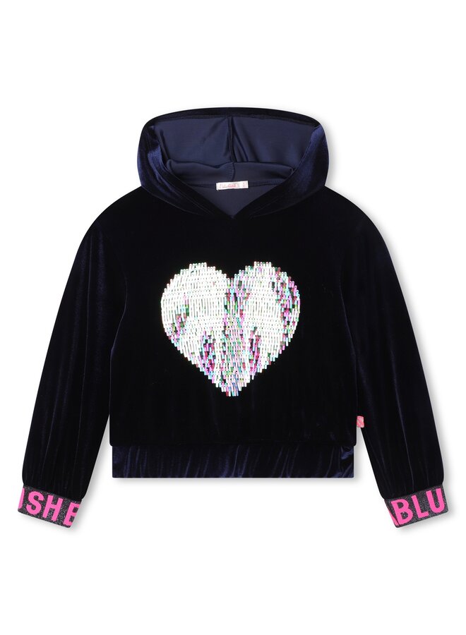 Billieblush Samt Sweater dunkelblau mit Pailletten