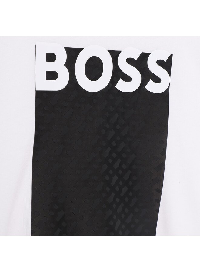 BOSS Kids Longsleeve Langarmshirt weiß mit Logo