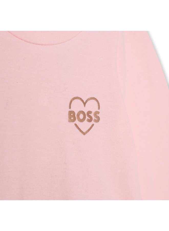 BOSS Baby Langarm Kleid Zeremonie festlich rosa gold