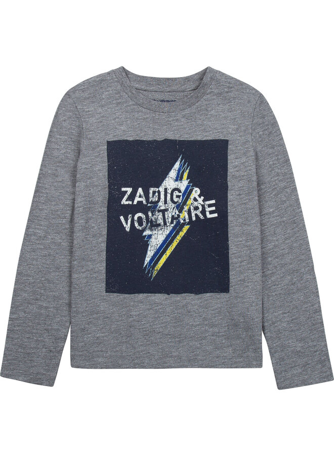 Zadig & Voltaire Longsleeve greymelange Logo und Blitz