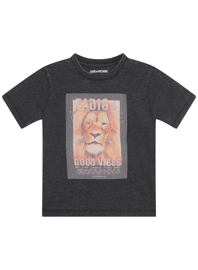 Zadig & Voltaire T-Shirt dunkelgrau Print Löwe