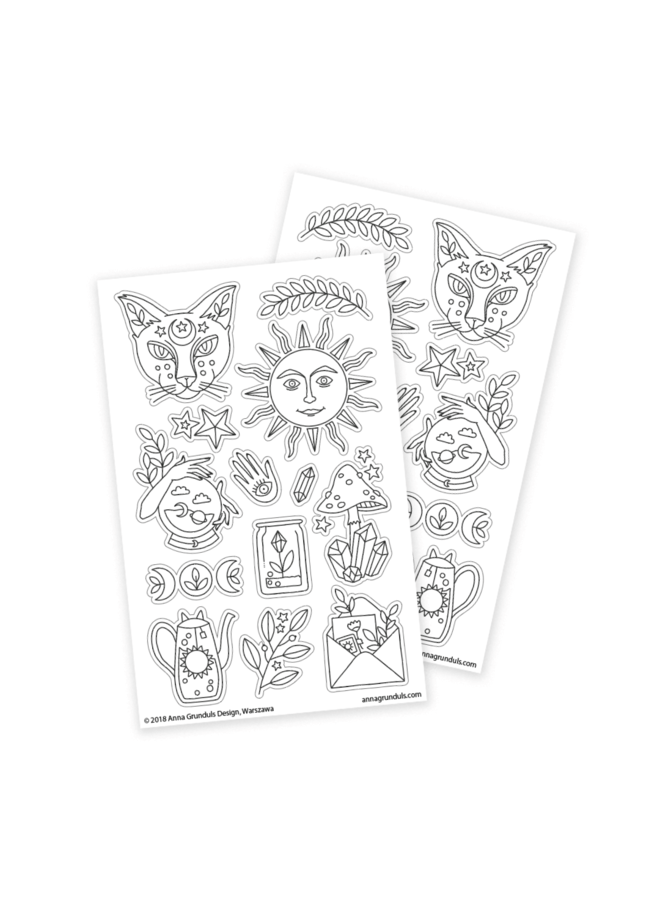 Anna Grunduls Design Magic and Cats Coloring Stickers