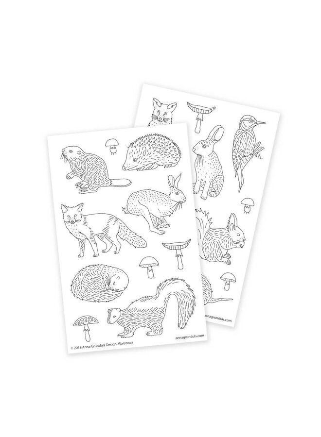 Anna Grunduls Design Forest Animals Coloring Stickers