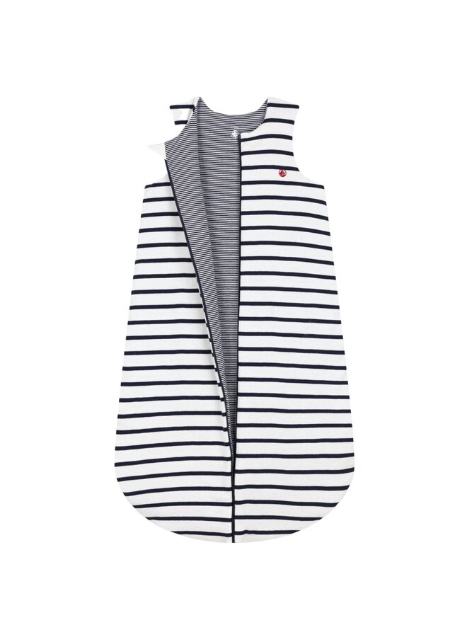 Petit Bateau Babyschlafsack weiß-blau gestreift mit Füllung