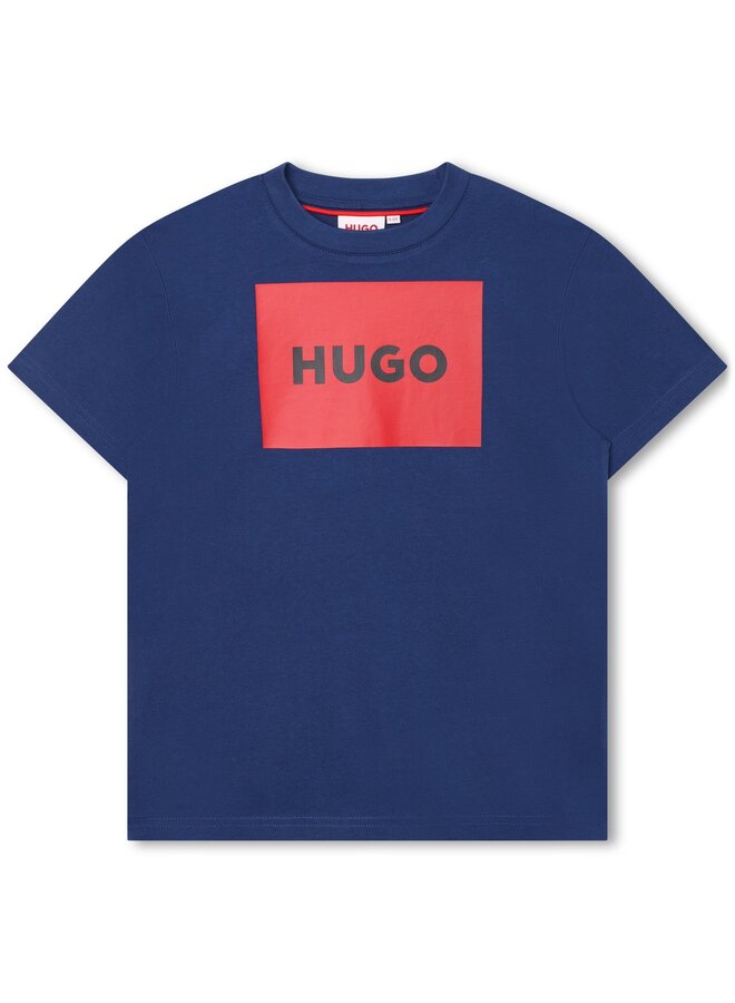 HUGO Kinder T-Shirt dunkelblau mit rotem Logo