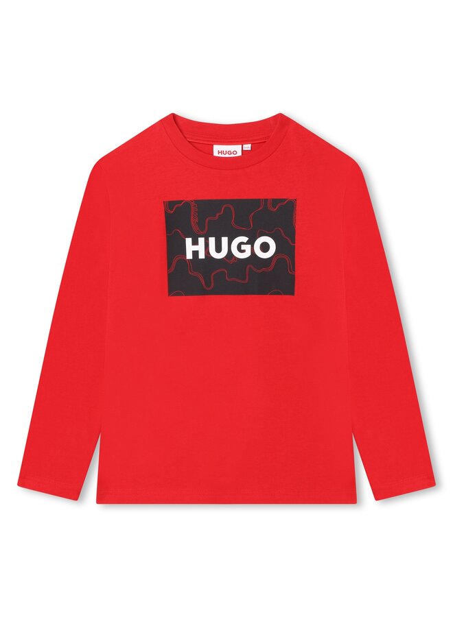HUGO Kinder Langarmshirt rot mit Logo