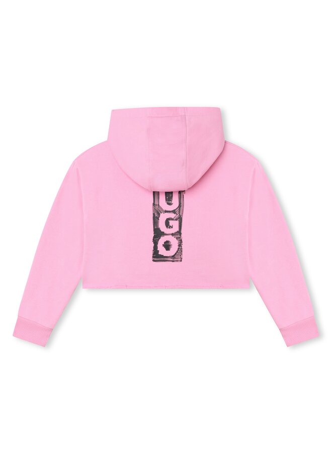HUGO Kids Kapuzenpullover rosa mit schwarzem Logo