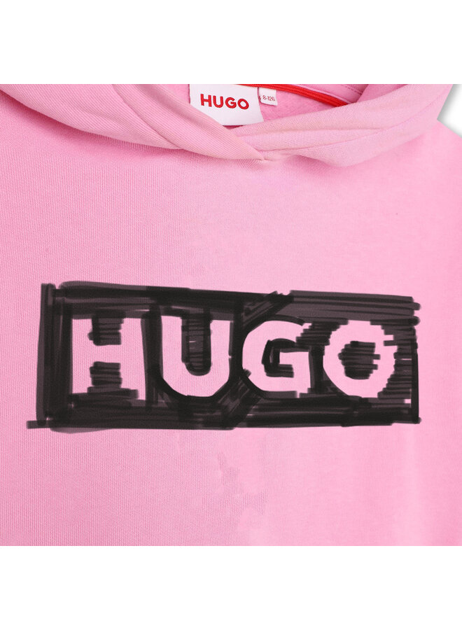 HUGO Kids Kapuzenpullover rosa mit schwarzem Logo