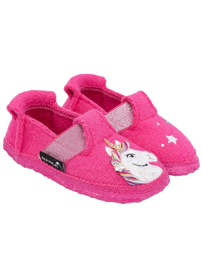 NANGA Hausschuhe pink mit Einhorn Unicorn