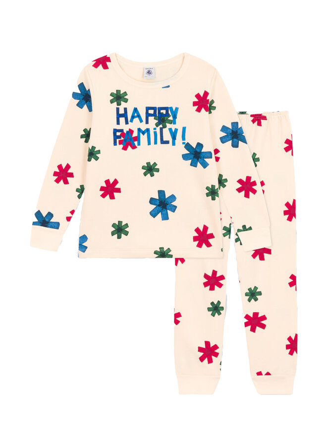 Petit Bateau Paris Pyjama Happy Family mit bunten Sternen