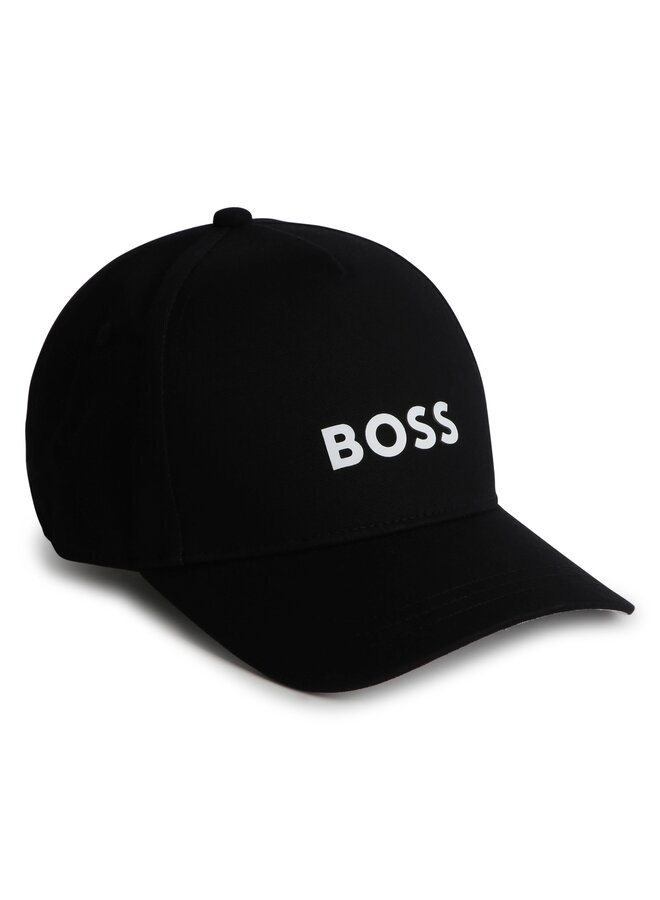 BOSS Kids Kappe schwarz mit Patch Front Logo  in weiß