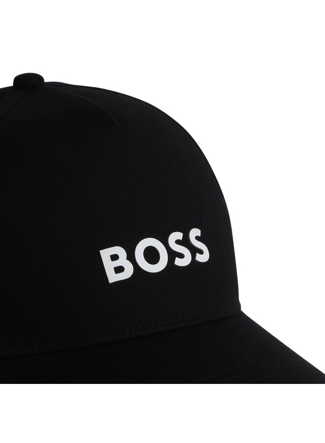 BOSS Kids Kappe schwarz mit Patch Front Logo  in weiß