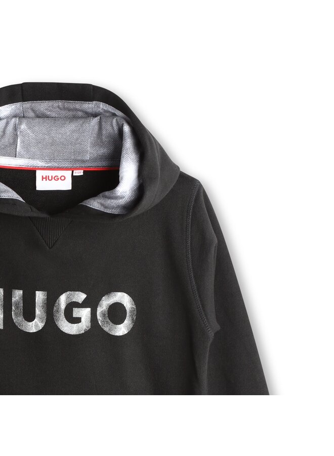 HUGO Kids Kapuzenpullover schwarz mit Logo