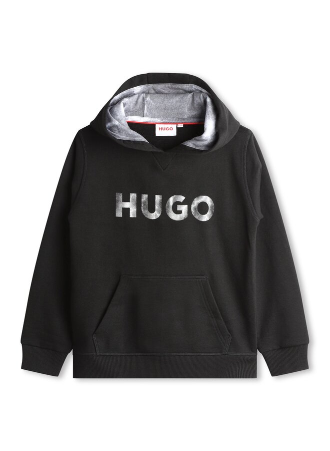 HUGO Kids Kapuzenpullover schwarz mit Logo