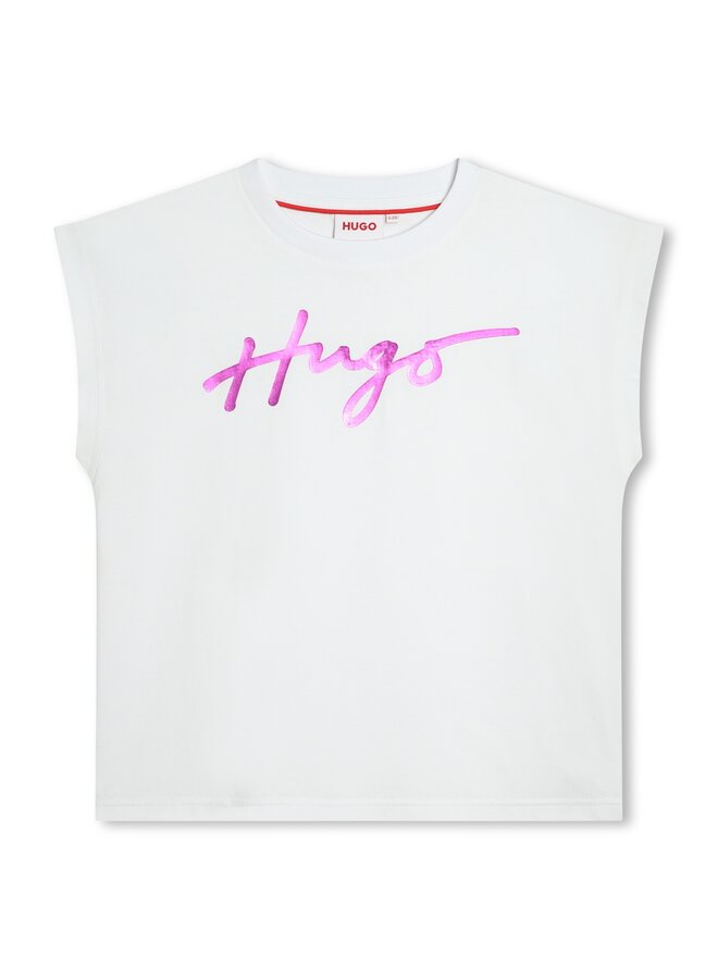 HUGO Girls ärmelloses T-Shirt weiß mit Logo