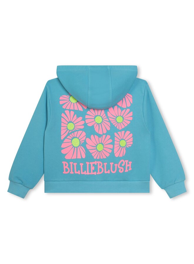 Billieblush Sweatshirt hellblau mit Blumenherzenprint und Logo