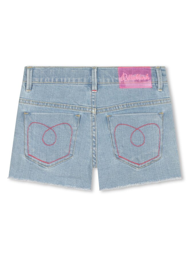 Billieblush stylische Jeans Shorts blau mit Pailletten "pink" und Eisbecher in rosa