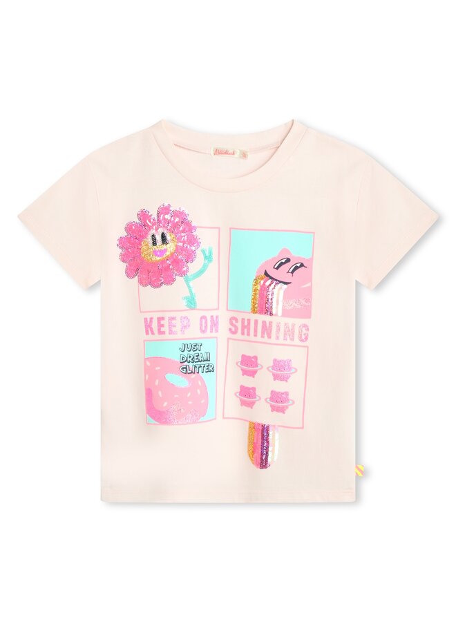 Billieblush T-Shirt hell rosa Print- und Paillettenmotiv