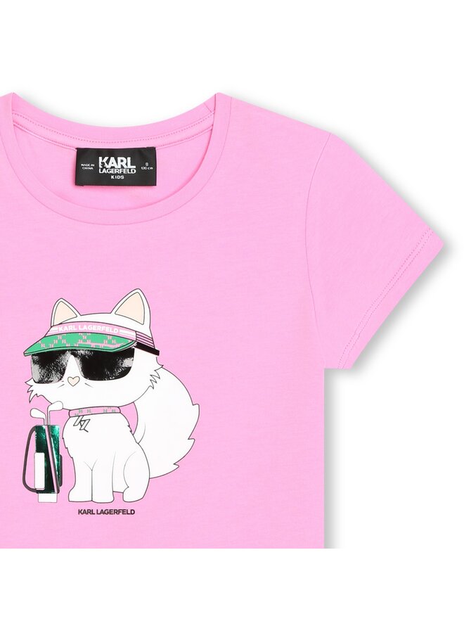 KARL LAGERFELD KIDS T-Shirt Choupette rosa  ikonik print