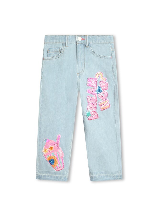 Billieblush Jeans blau/pink Pailletten Eisbecher