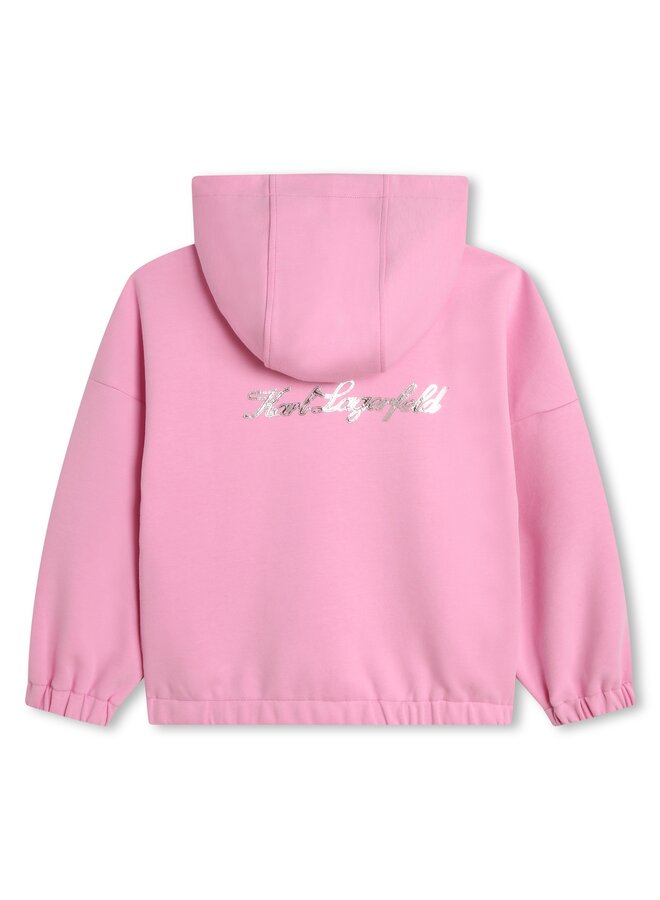 KARL LAGERFELD KIDS Hoodie rosa Logo Pailletten