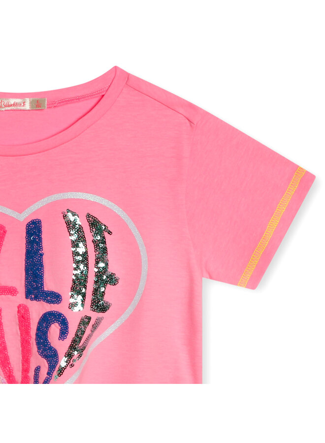 Billieblush T-Shirt  pink mit Paillettenlogo in Herz