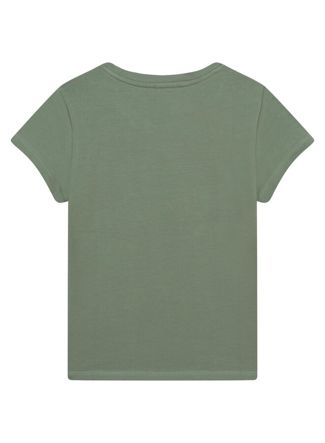 HUGO BOSS Mädchen T-Shirt khaki mit Relief Logo