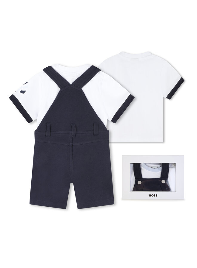 BOSS Baby Set Latzhose blau und Shirt weiß