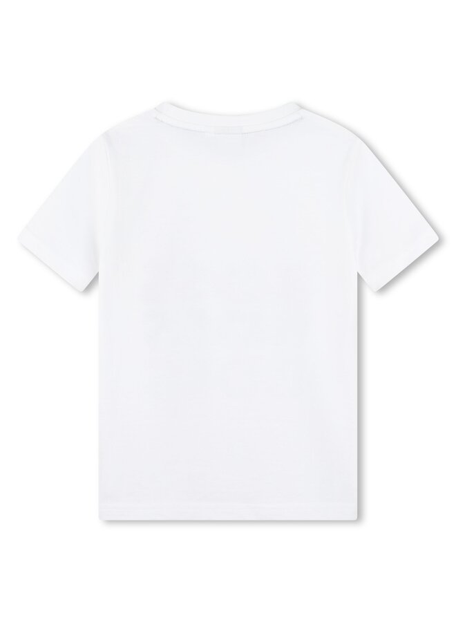 BOSS Kids Kurzarm T-Shirt weiß mit großem Logo-Print
