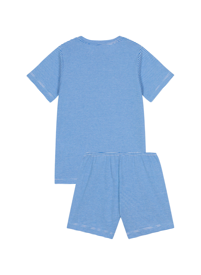 Petit Bateau kurzer Pyjama mit blau-weißen Streifen