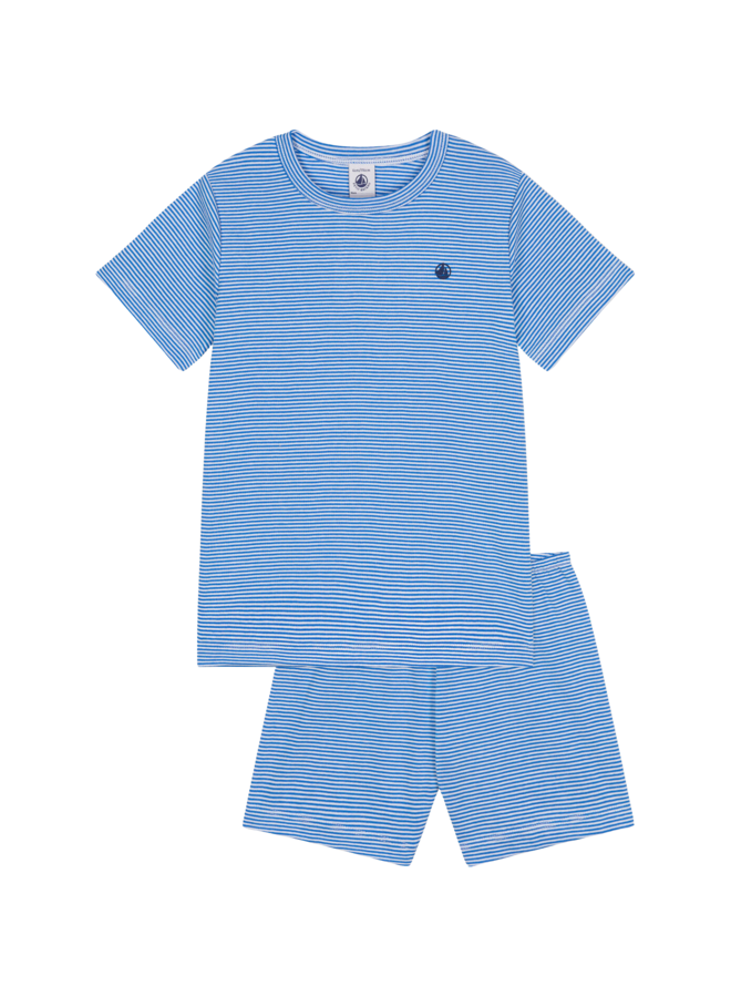 Petit Bateau kurzer Pyjama mit blau-weißen Streifen