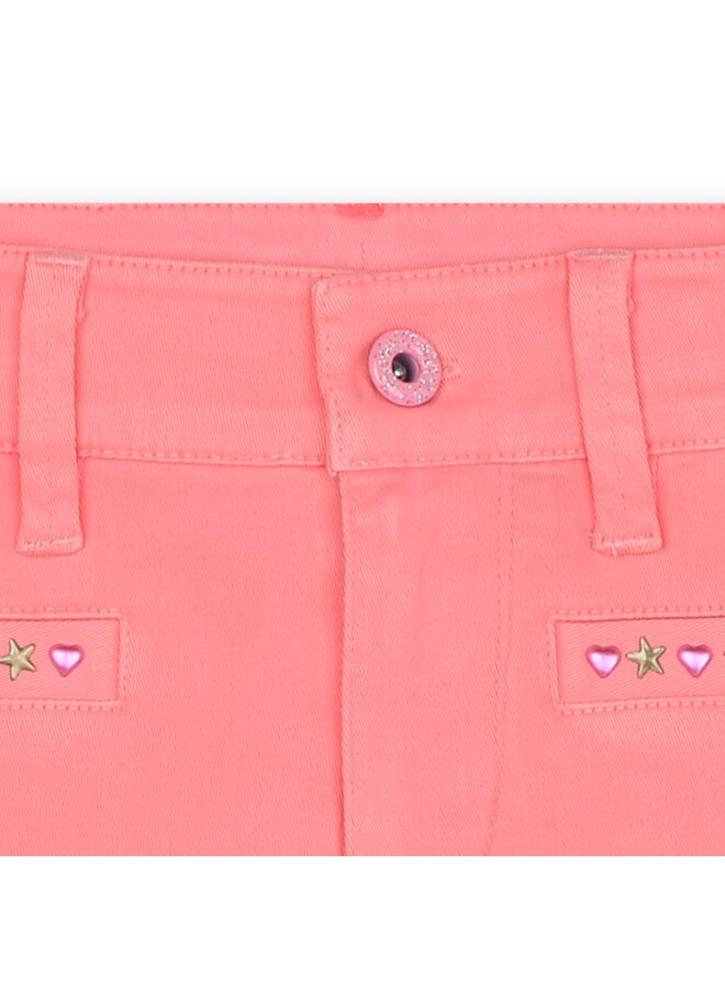 Billieblush stylische Jeans Shorts pink mit Baumwoll-Fransen und Nieten vorne