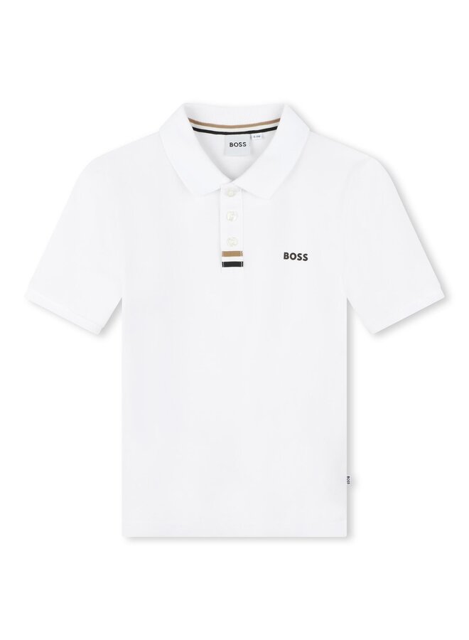BOSS Poloshirt kurzärmelig weiß mit schwarzem Logo