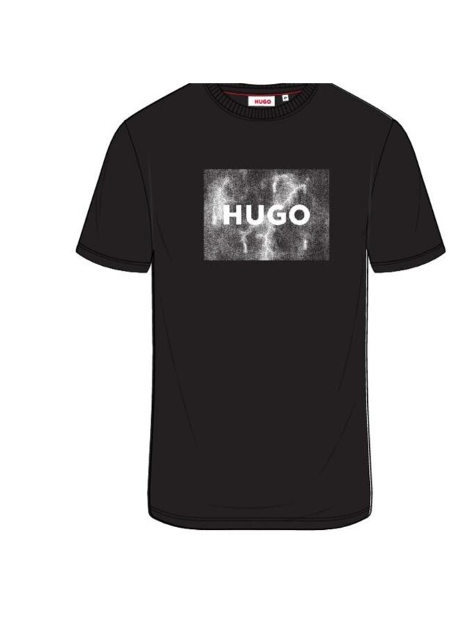 HUGO Kinder T-Shirt schwarz mit grau-schwarzem Blitz-Logo