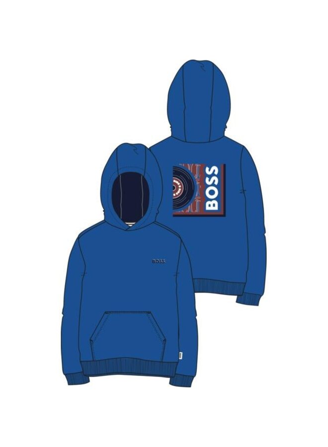 BOSS Kids Kapuzenpullover blau mit Rückenprint