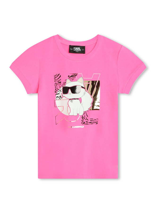 KARL LAGERFELD Kids T-Shirtmit Choupette-Print rosa