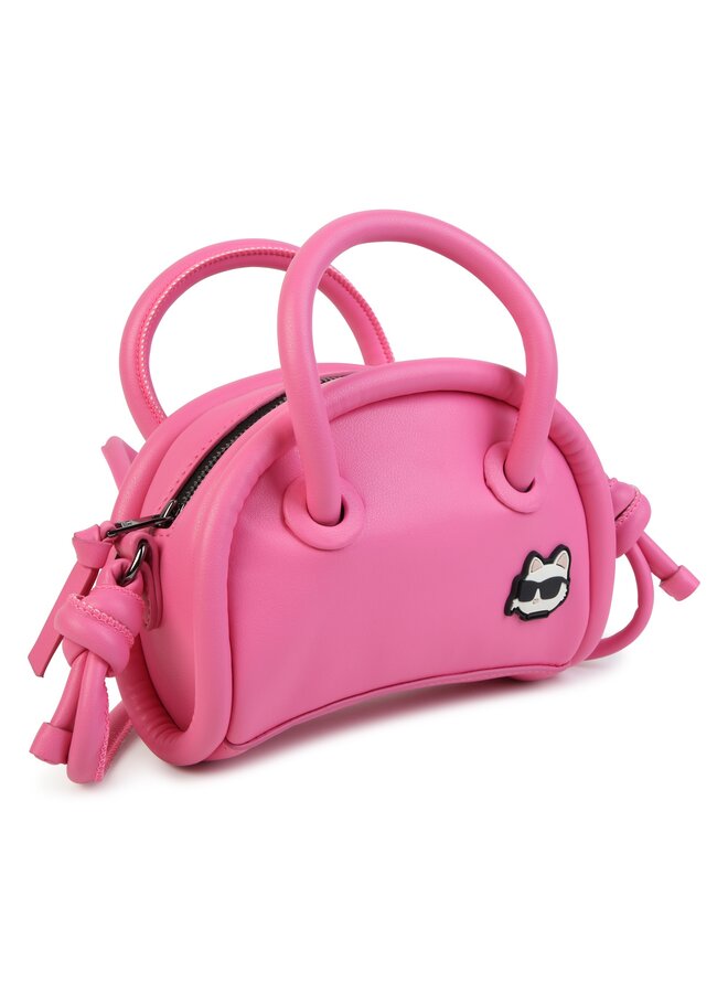 KARL LAGERFELD KIDS Canvas-Handtasche rosa mit Choupette-Patch