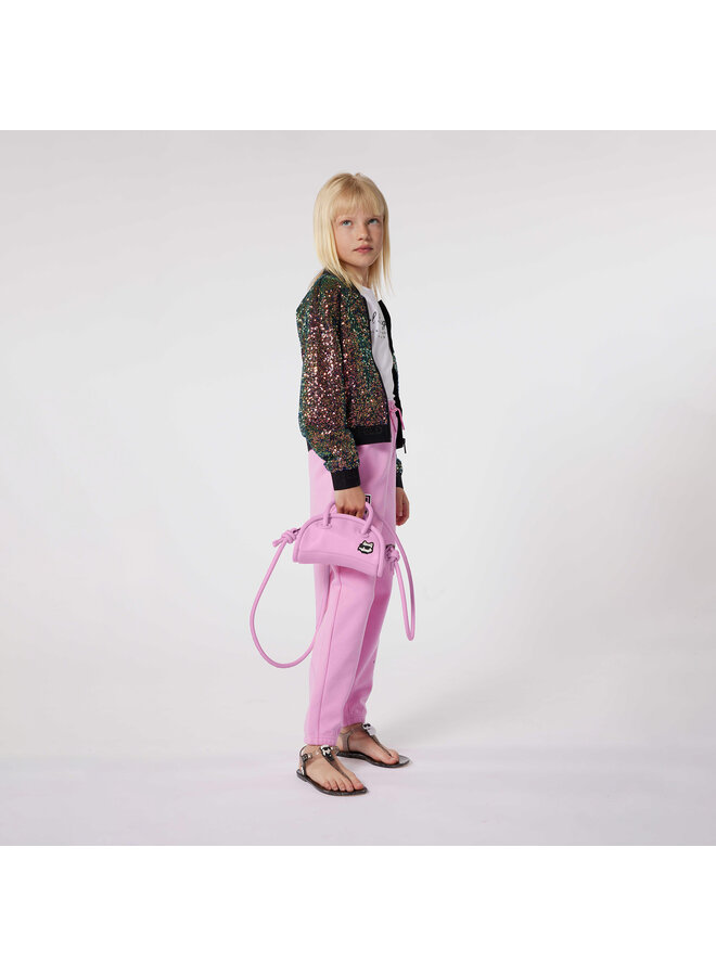 KARL LAGERFELD KIDS Canvas-Handtasche rosa mit Choupette-Patch