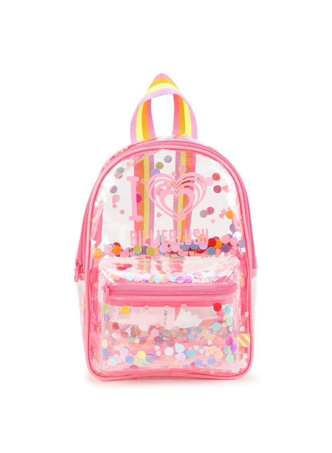 Billieblush Rucksack transparent & pink mit Konfetti und Pailletten