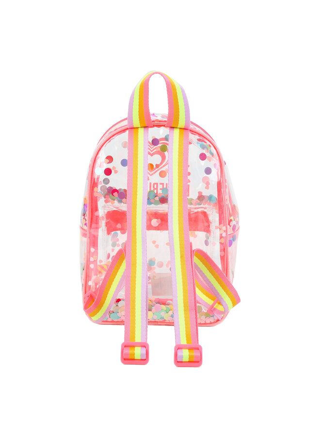 Billieblush Rucksack transparent & pink mit Konfetti und Pailletten