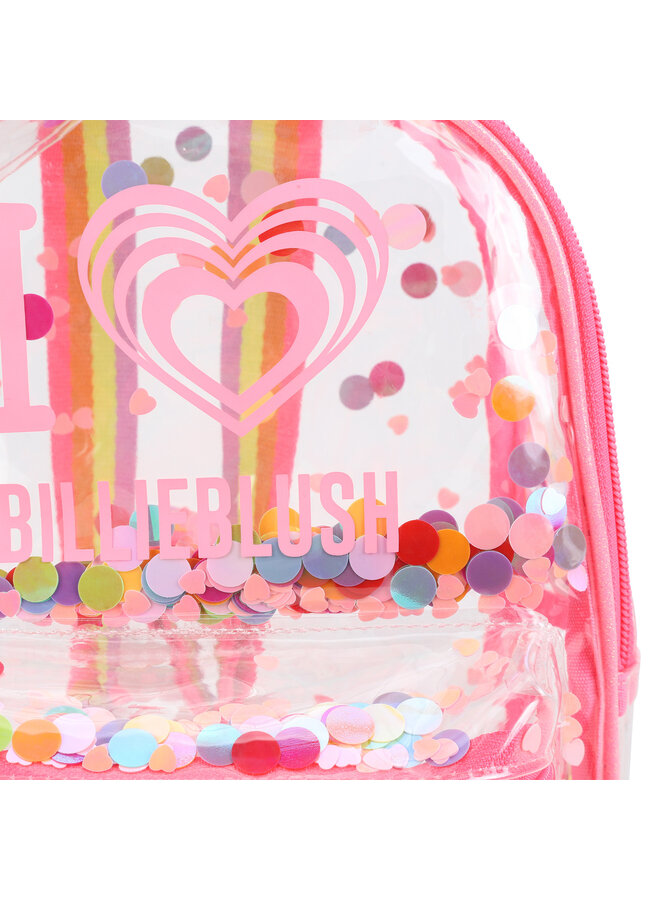 Billieblush Rucksack transparent & pink mit Konfetti und Pailletten
