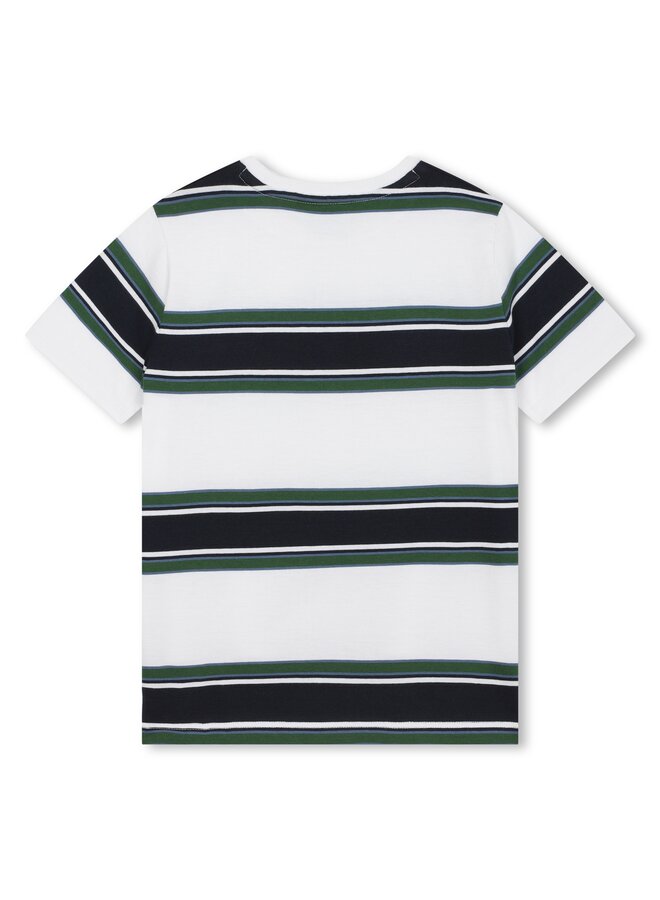 BOSS Kids Kurzarm T-Shirt gestreift mehrfarbig mit Logo