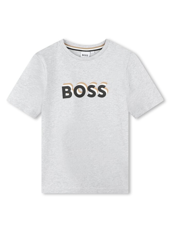 BOSS Kids Kurzarm T-Shirt grau mit Logo